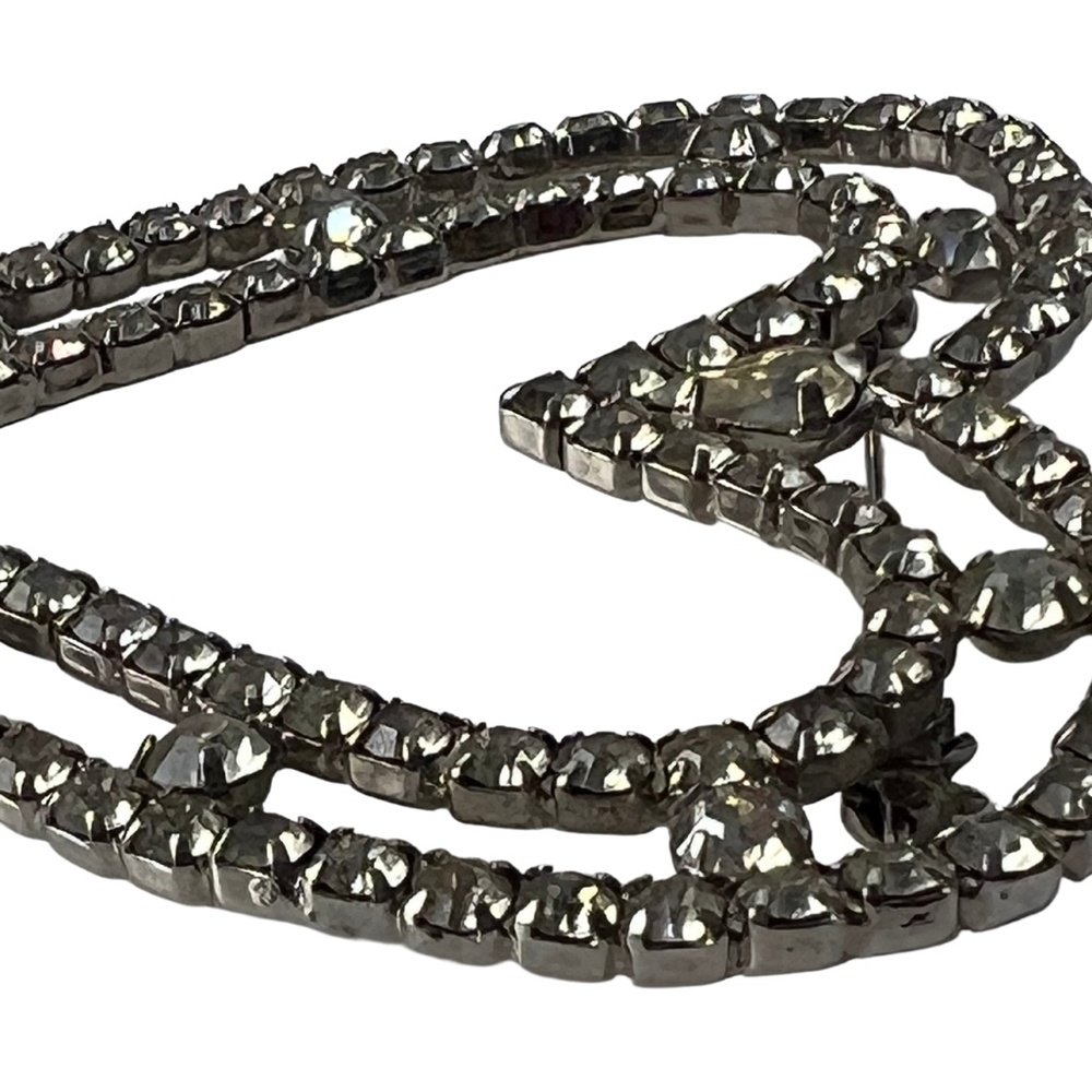 Vintage Oversized RARE Rhinestone Heart Brooch - Picture 8 of 11
